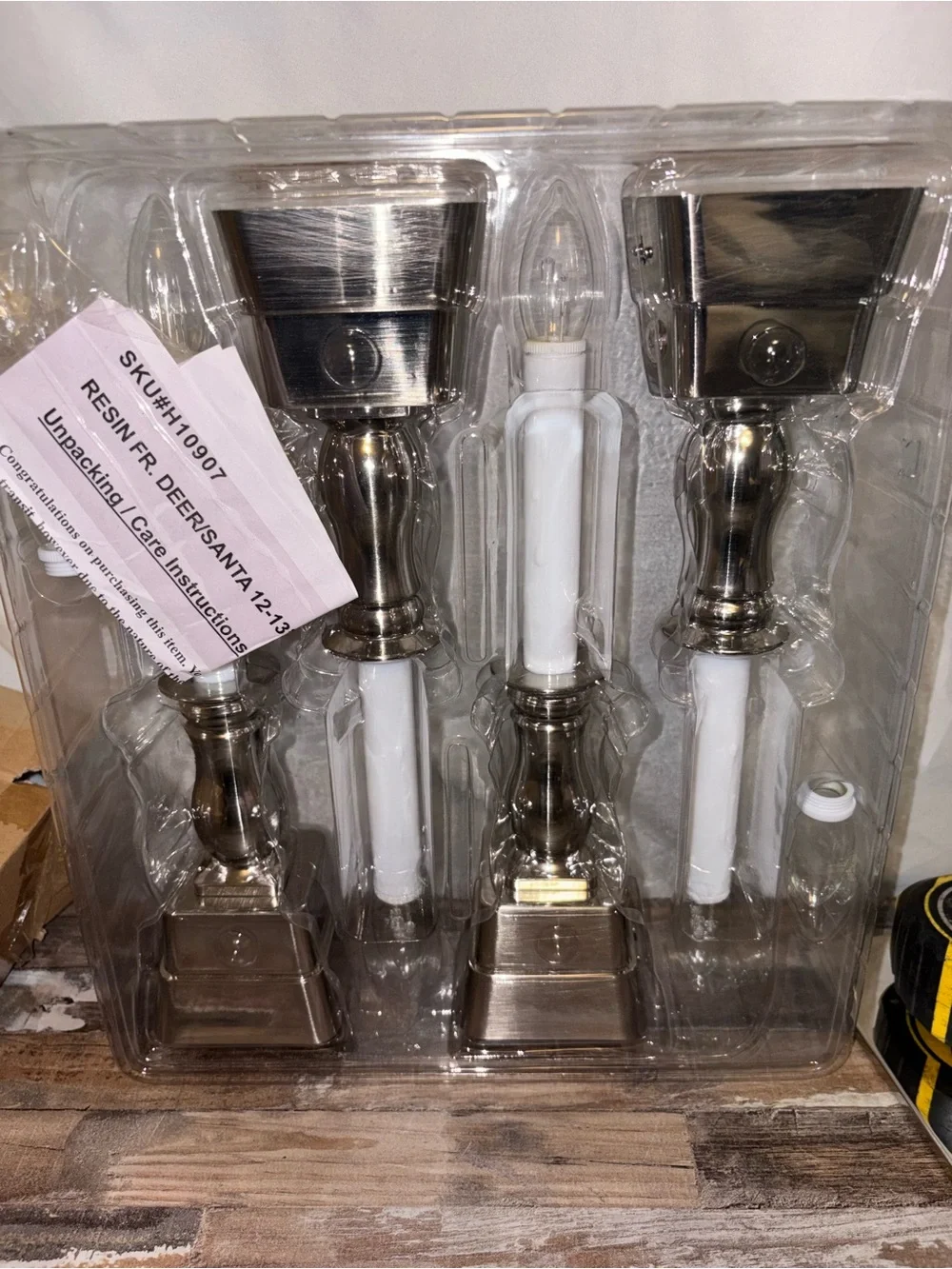 Bethlehem Brushed Nickel 4-Pack Taper Candle Holders